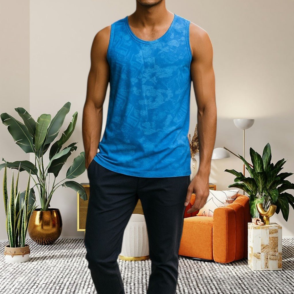 Mens Sport Blue Printed Vest - StylePhase SA