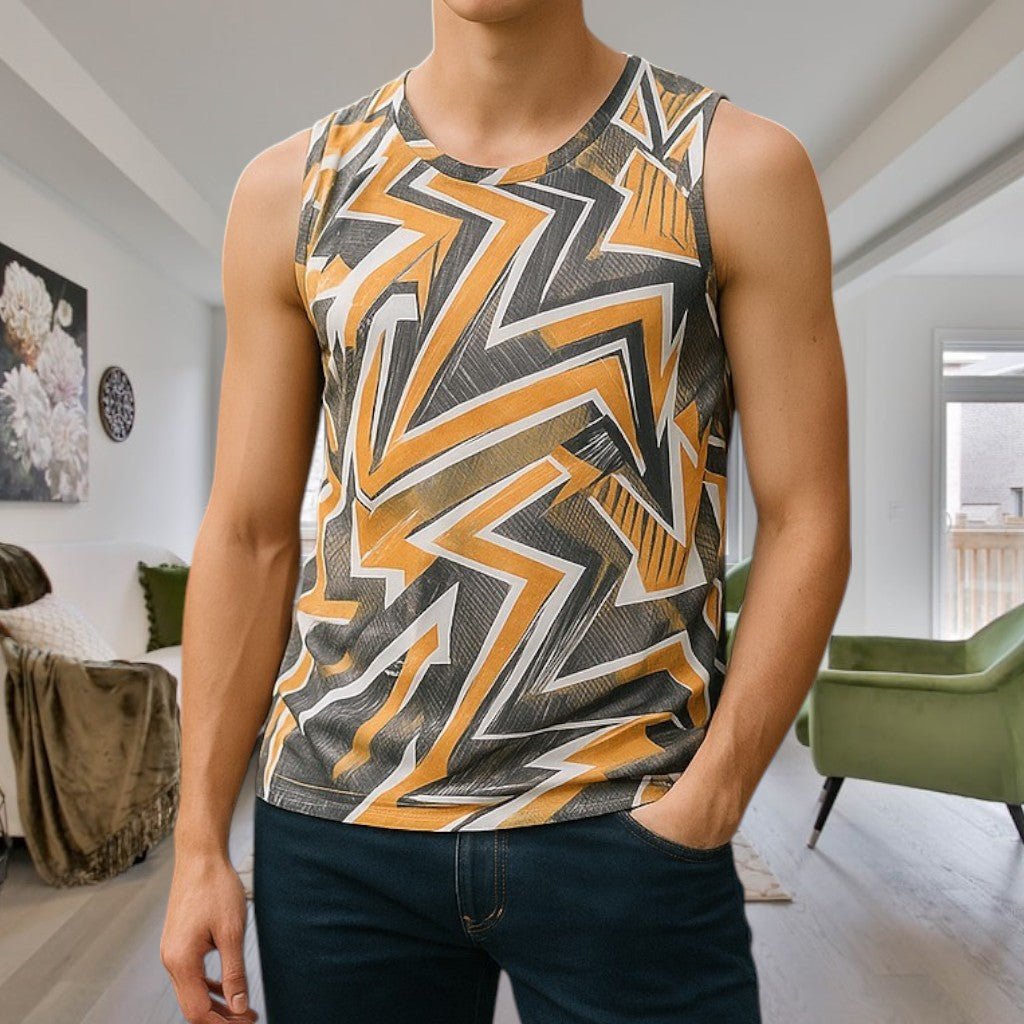 Mens Sport Mustard Printed Vest - StylePhase SA