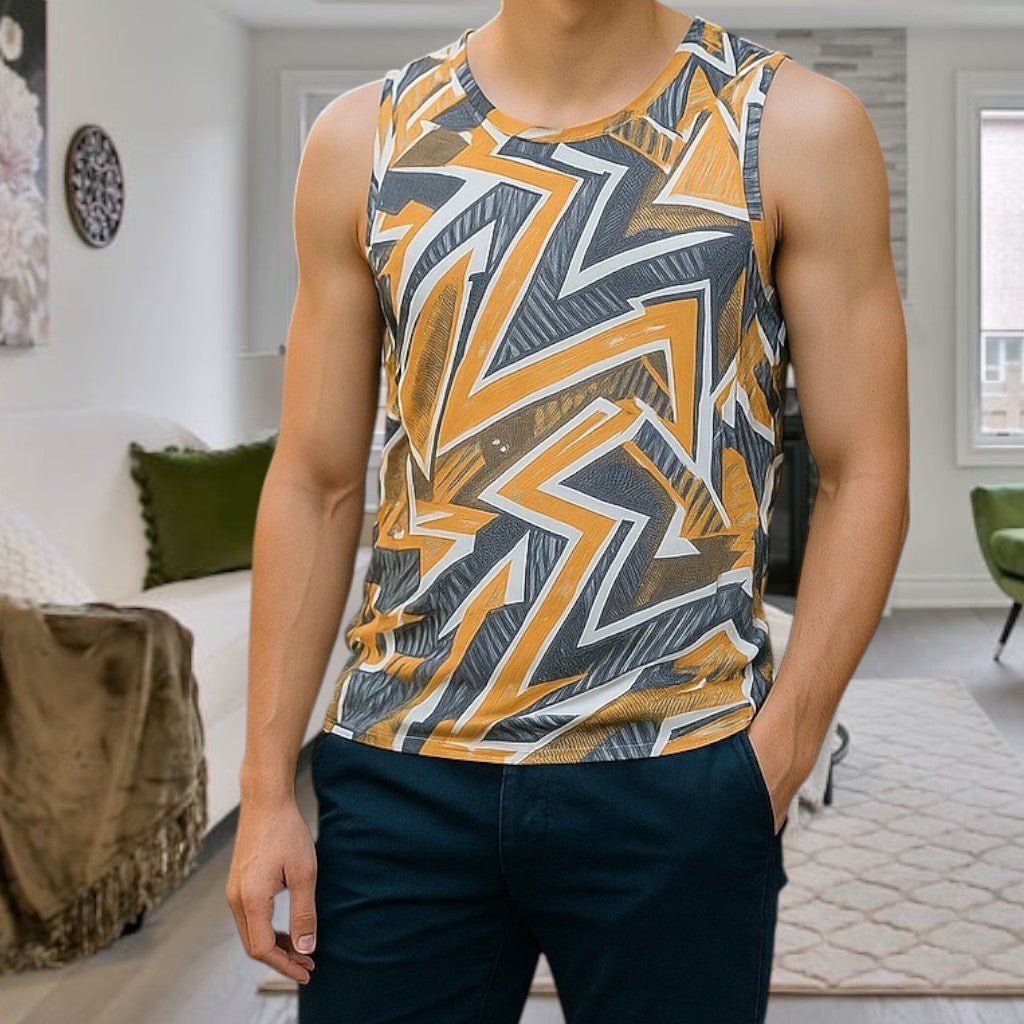 Mens Sport Mustard Printed Vest - StylePhase SA