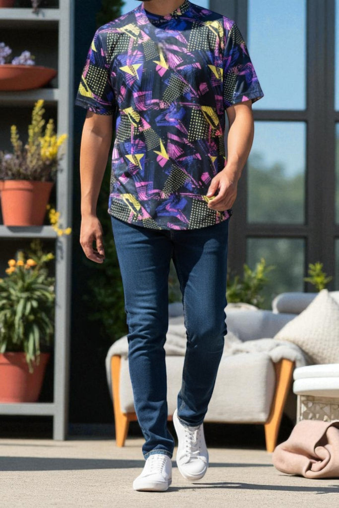 Mens Sport Navy Printed T Shirt - StylePhase SA