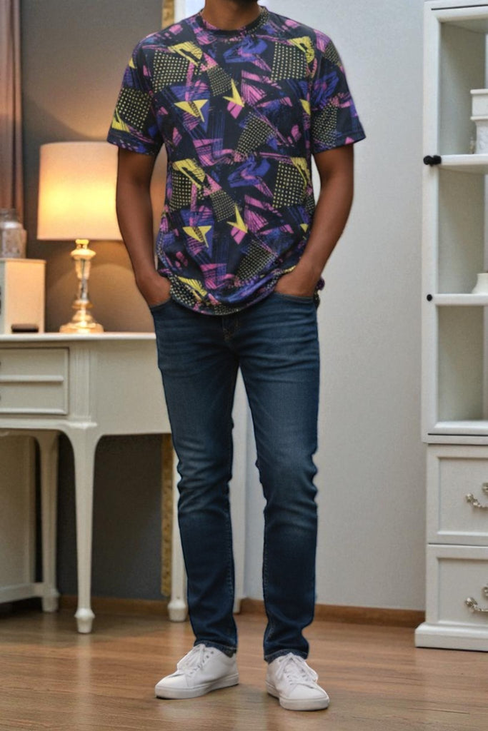 Mens Sport Navy Printed T Shirt - StylePhase SA