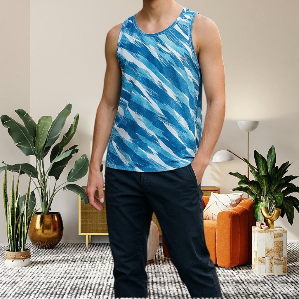 Mens Sport White Printed Vest - StylePhase SA