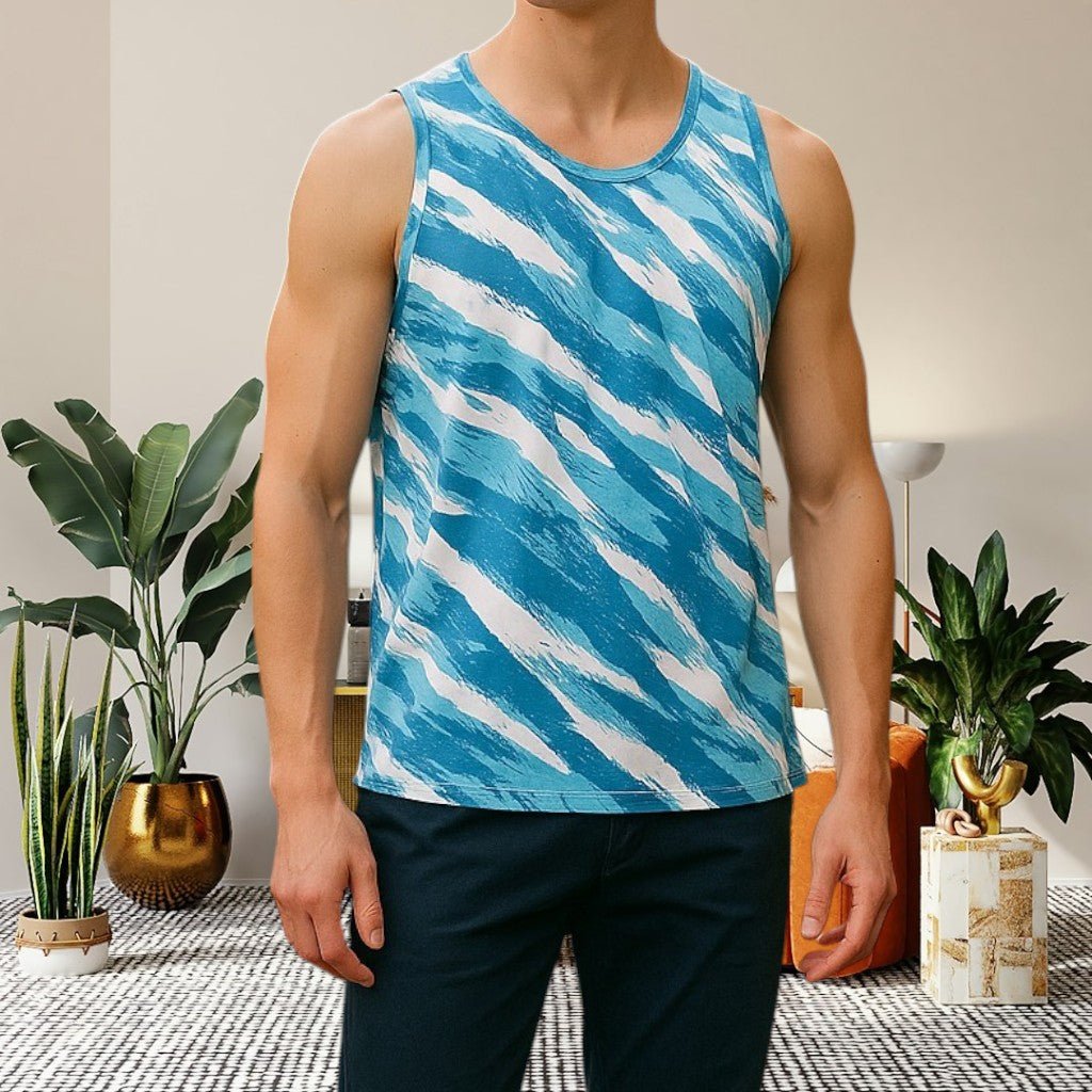 Mens Sport White Printed Vest - StylePhase SA