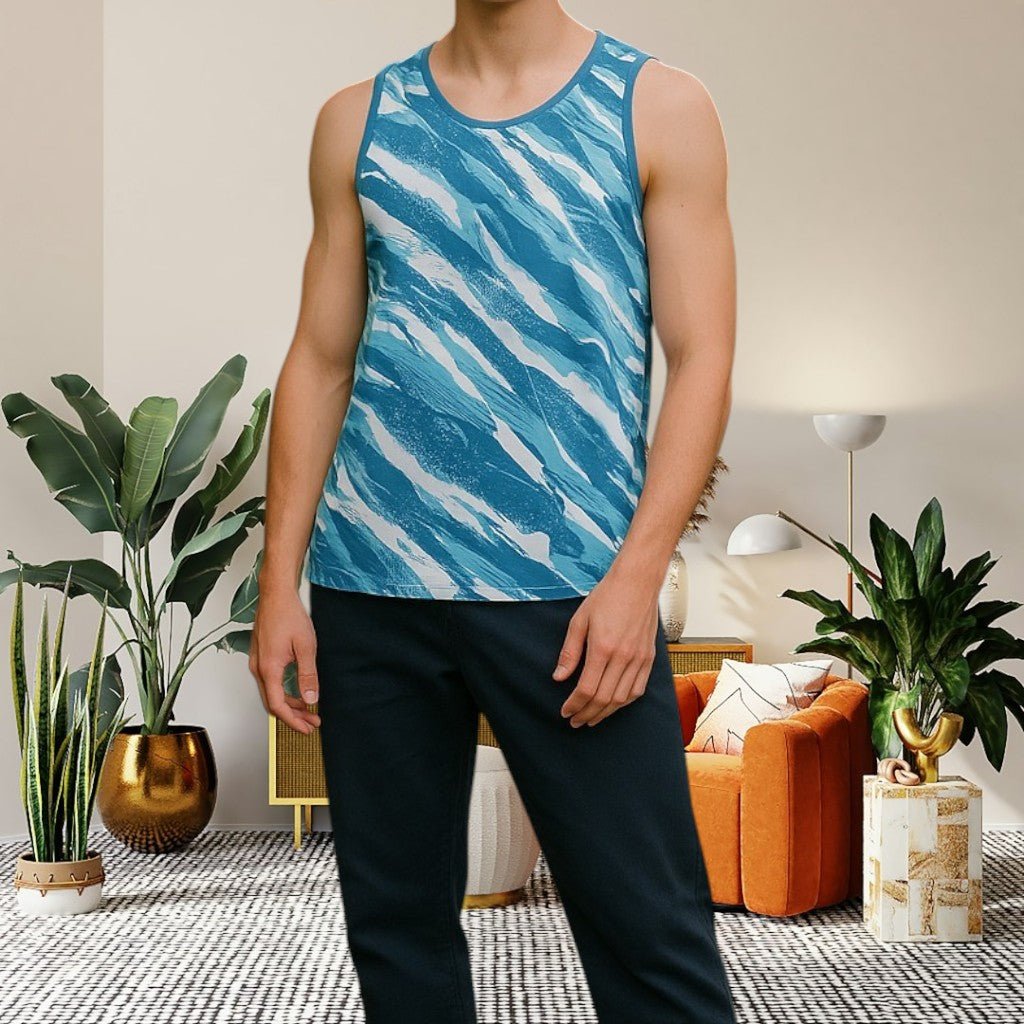 Mens Sport White Printed Vest - StylePhase SA
