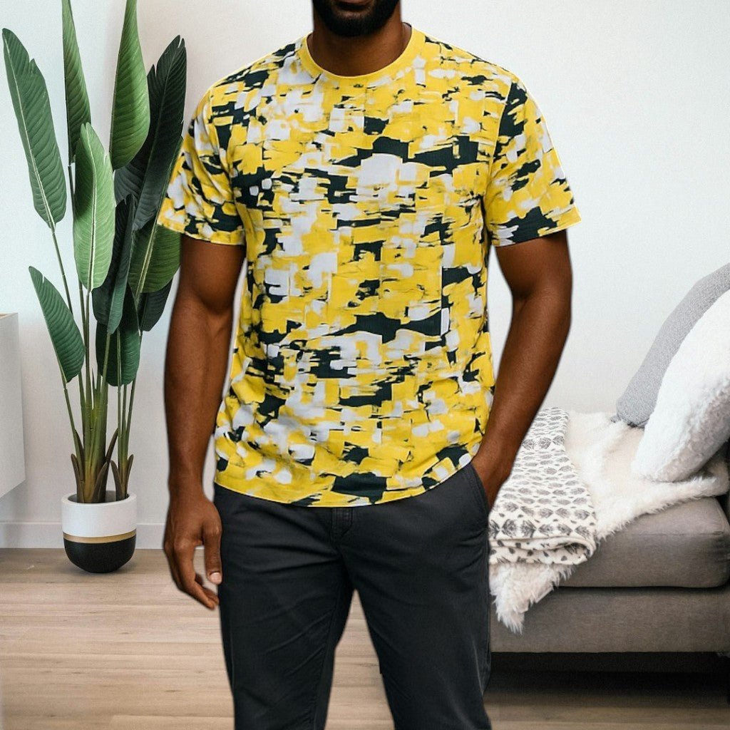 Mens Sport Yellow Printed T Shirt - StylePhase SA