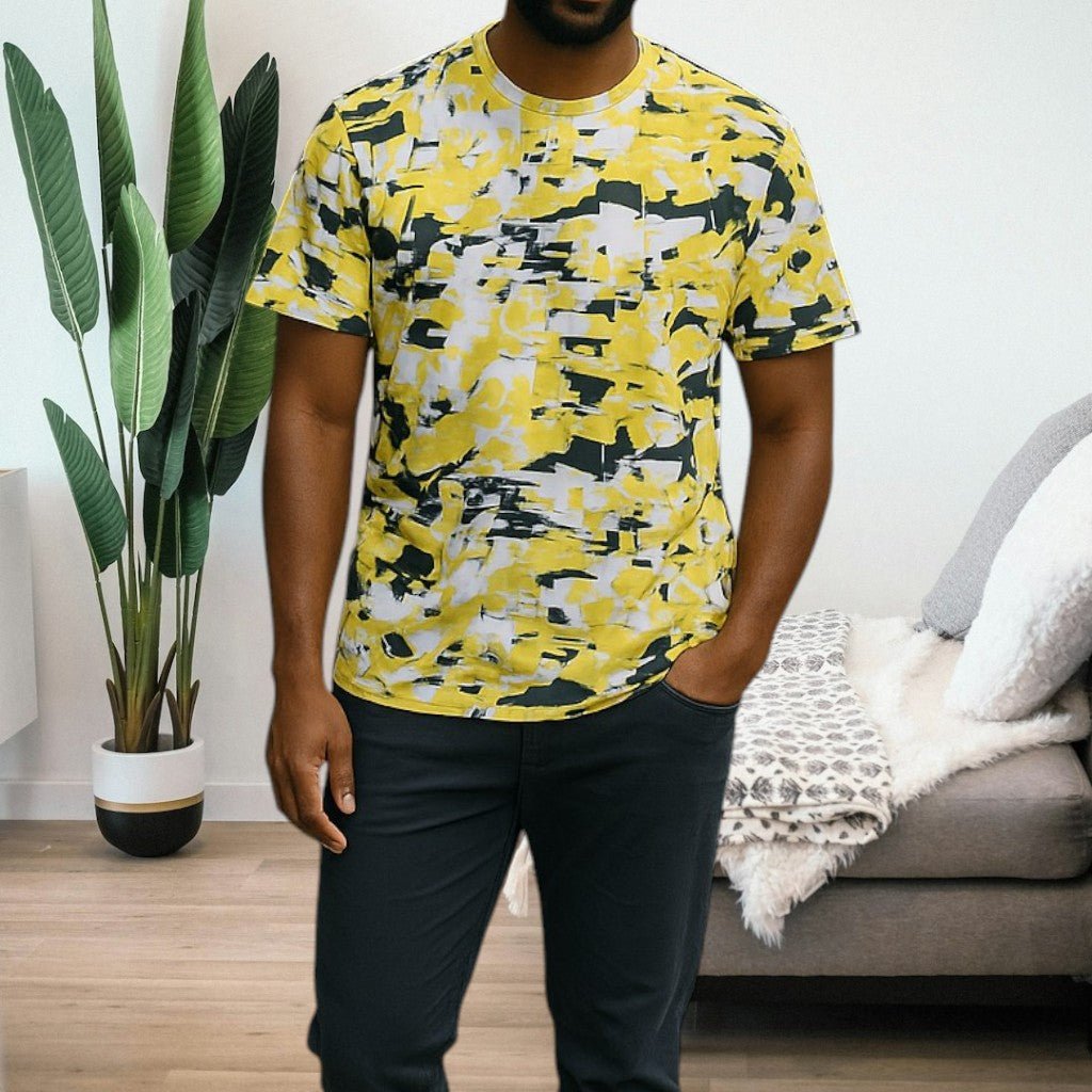 Mens Sport Yellow Printed T Shirt - StylePhase SA