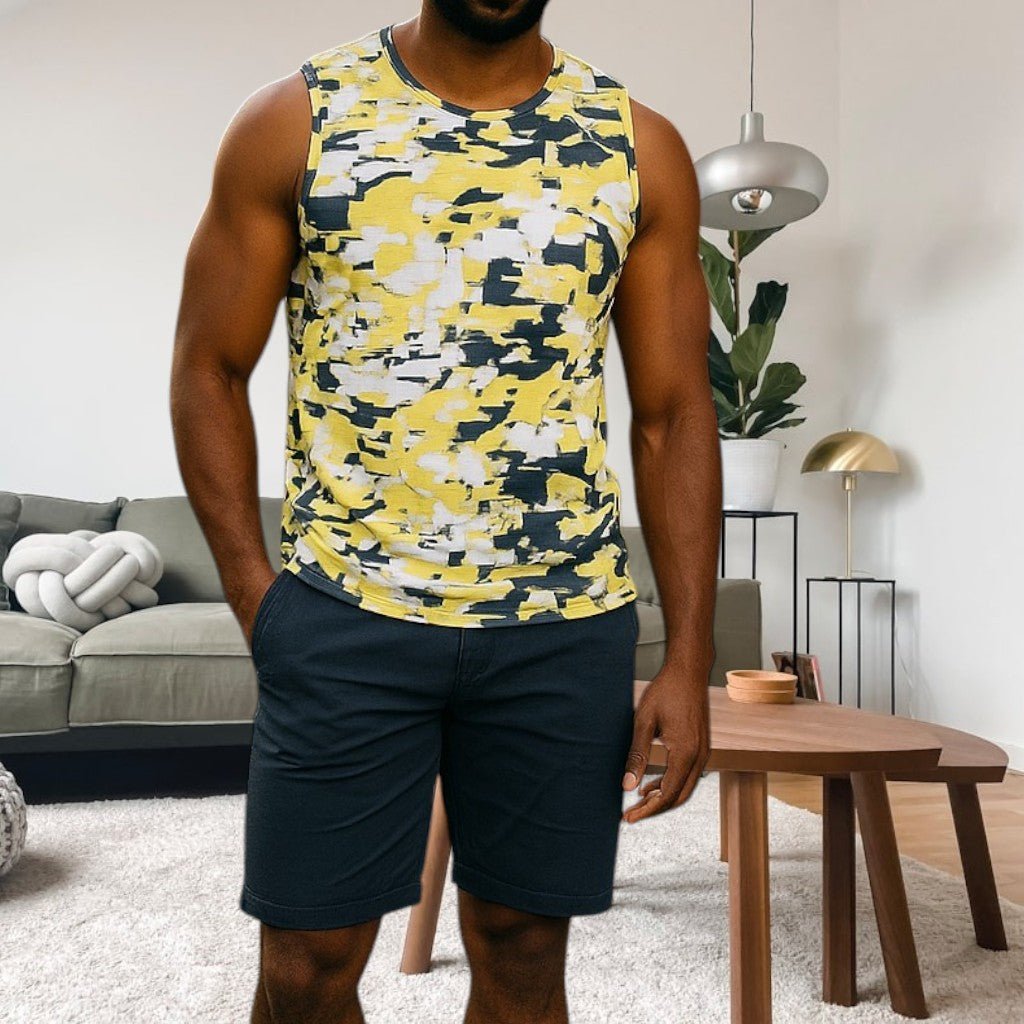 Mens Sport Yellow Printed Vest - StylePhase SA
