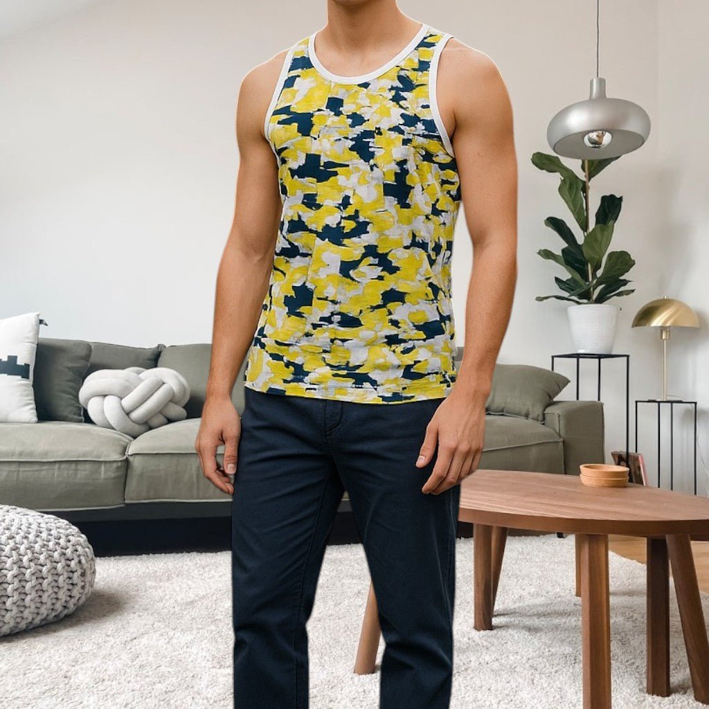 Mens Sport Yellow Printed Vest - StylePhase SA