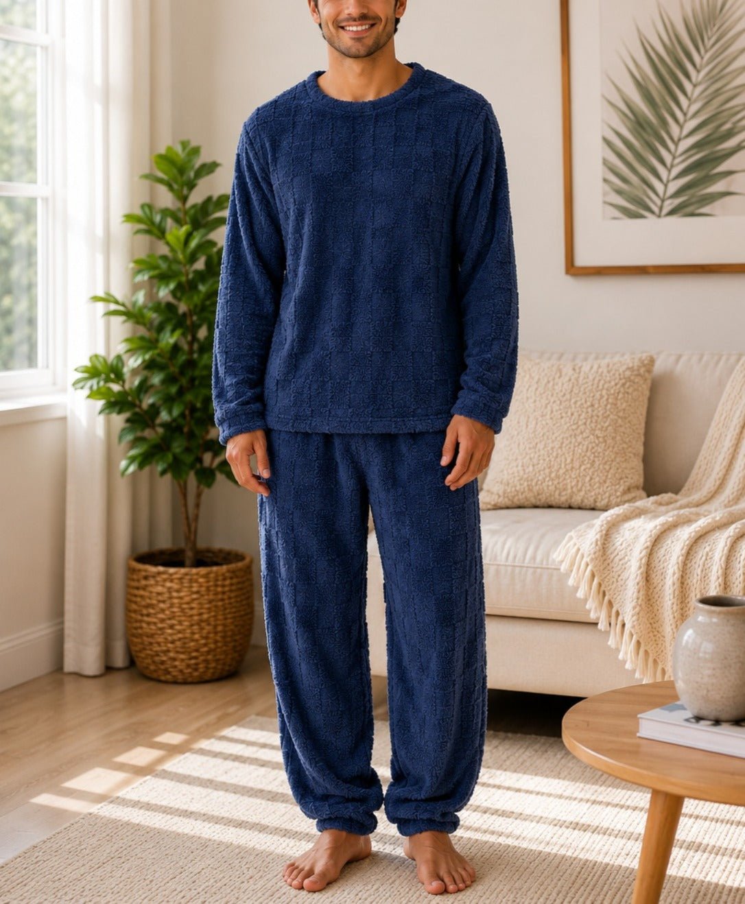 Men's Square Plush Pj - Navy - StylePhase SA