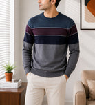 Men's Stripped Grey And Blue Knit Jersey - StylePhase SA