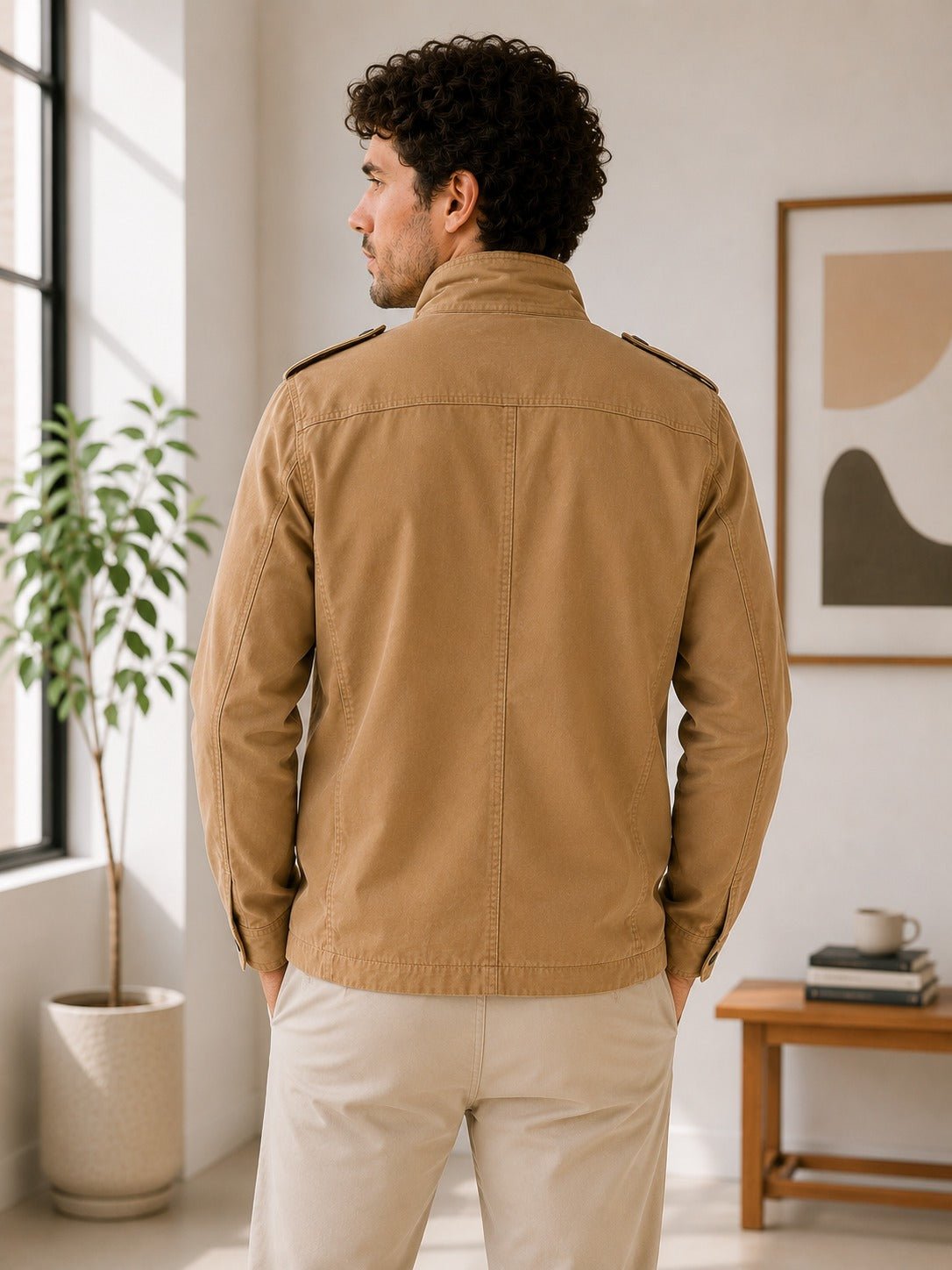 Mens Tan Pocket Front Jacket - StylePhase SA
