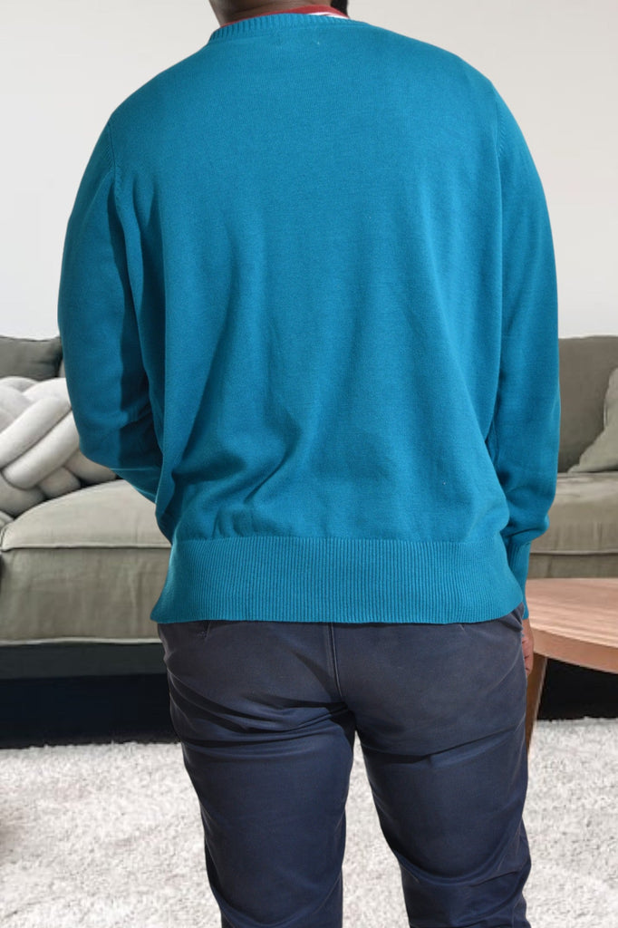 Mens Teal Diamond Print Sweater - StylePhase SA