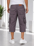 Men's Warm Grey Multi-Pocket 3/4 Cargo Shorts - StylePhase SA