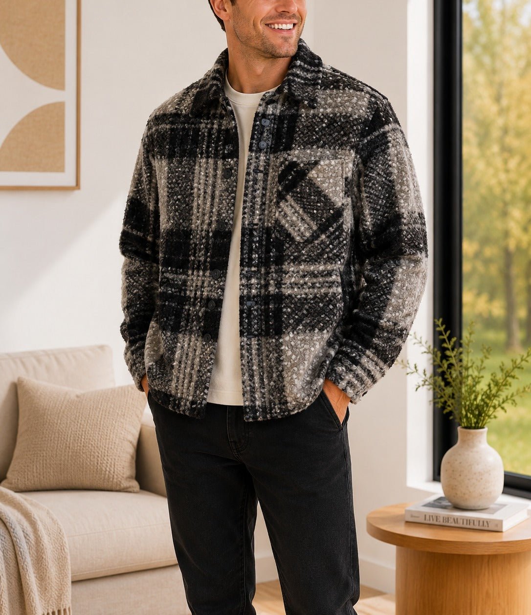 Men's wool Check Shacket – StylePhase SA