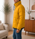 Mens Yellow Neck Fleece Puffer Pocket Jacket - StylePhase SA