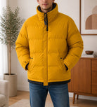 Mens Yellow Neck Fleece Puffer Pocket Jacket - StylePhase SA