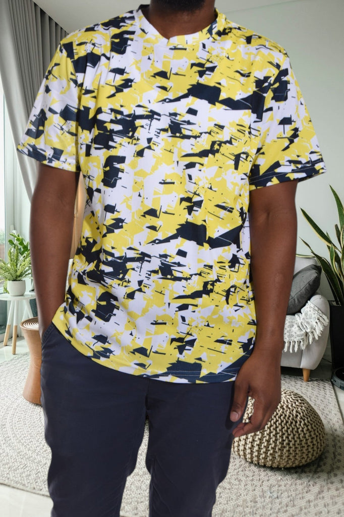 Mens Yellow Printed T Shirt - StylePhase SA