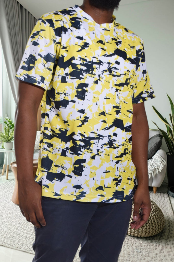 Mens Yellow Printed T Shirt - StylePhase SA