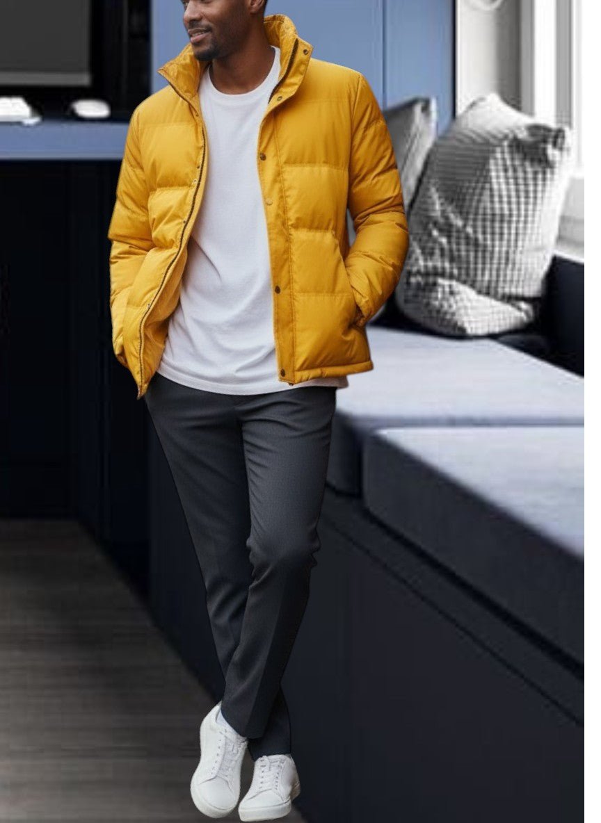 Mens Yellow Puffer Jacket - StylePhase SA