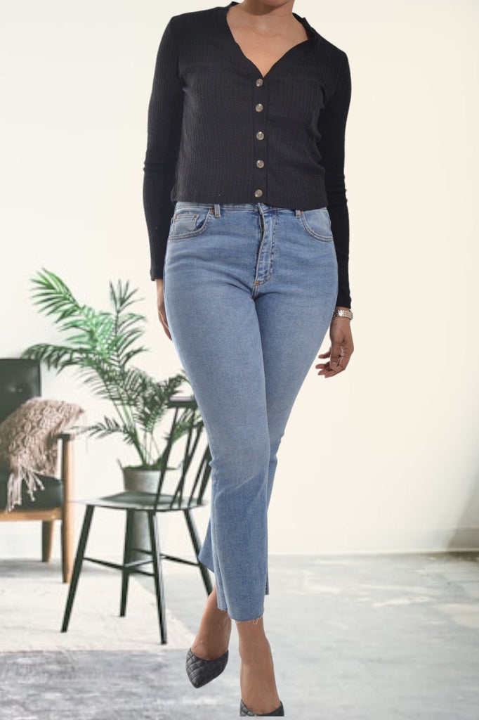 Mid Blue High Waist Jeans - StylePhase SA