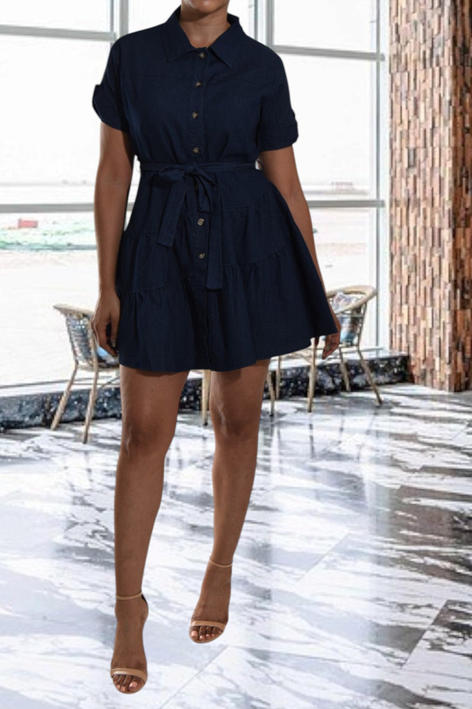 Mini Denim Ruffle Dress - StylePhase SA