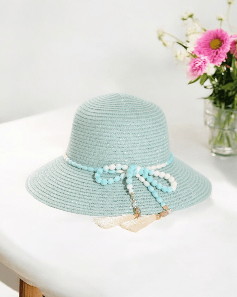 Mint Beaded Straw Hat - StylePhase SA