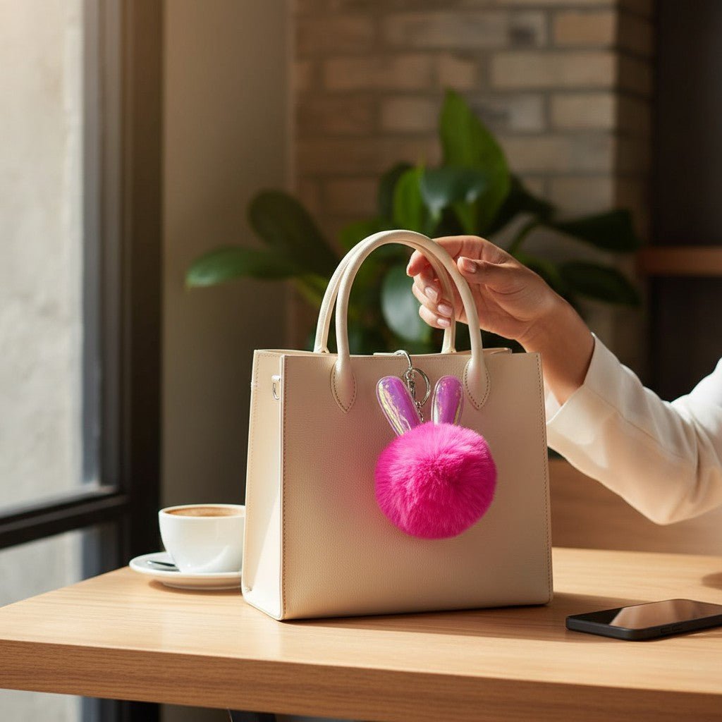 Multi Color Fur Ball Ears Key Chain - StylePhase SA