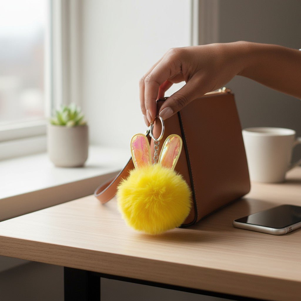 Multi Color Fur Ball Ears Key Chain - StylePhase SA