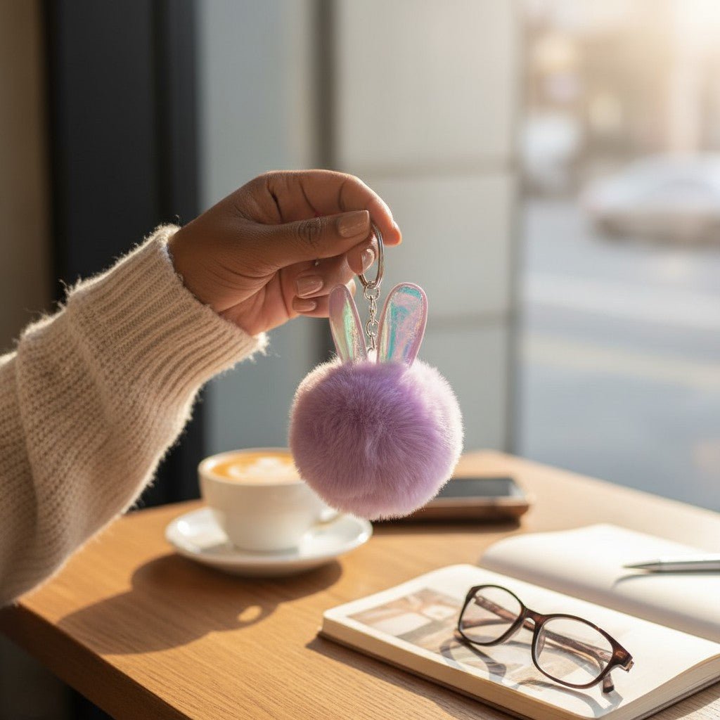 Multi Color Fur Ball Ears Key Chain - StylePhase SA