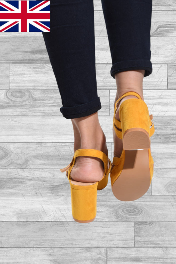 Mustard Chunky Ankle Heel - StylePhase SA