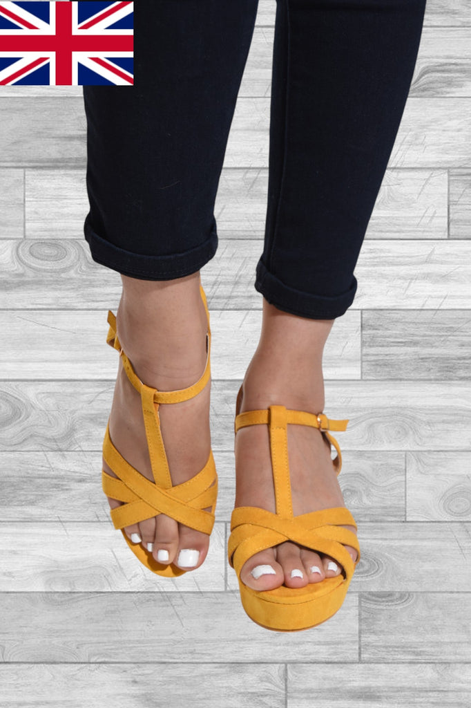 Mustard Chunky Ankle Heel - StylePhase SA