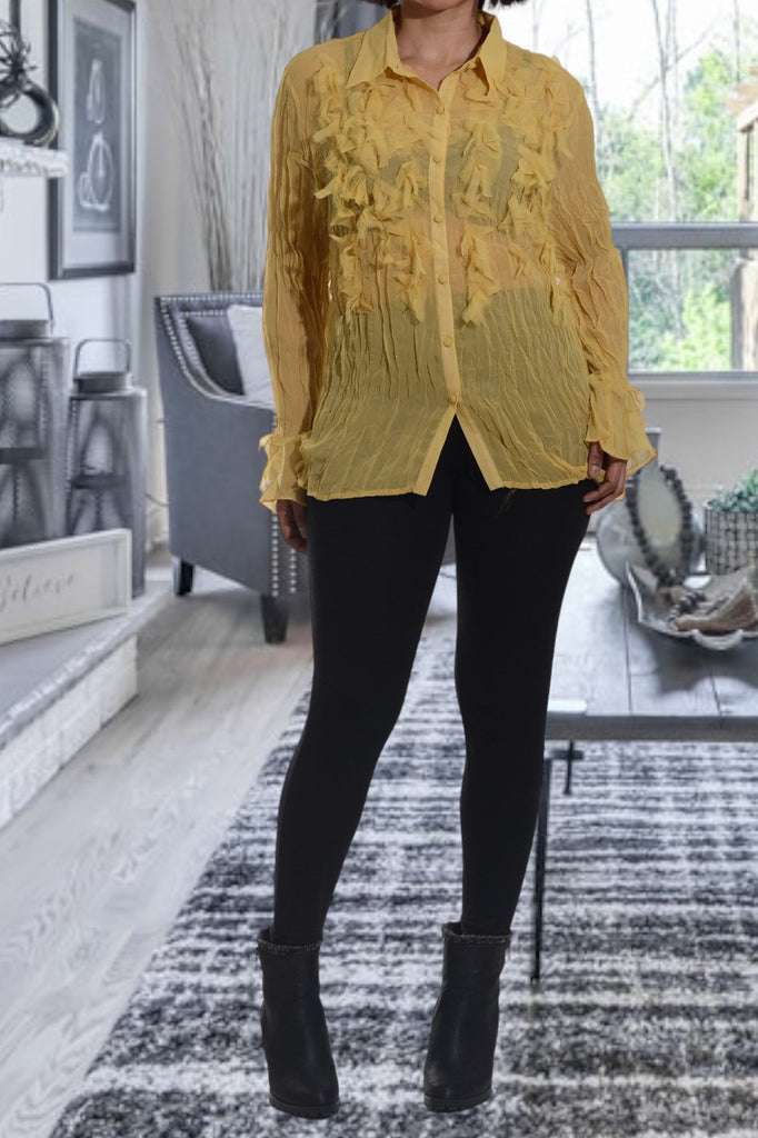 Mustard Frill Top - StylePhase SA