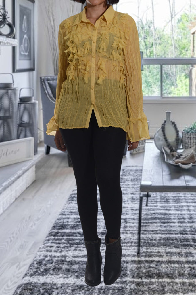 Mustard Frill Top - StylePhase SA