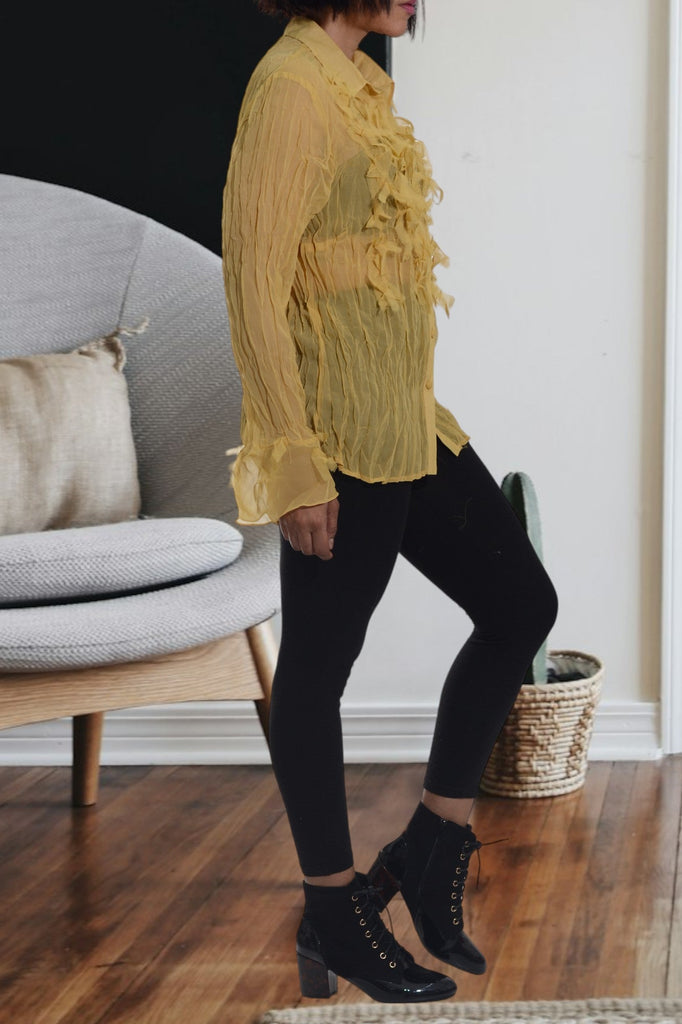 Mustard Front Ruffle Top - StylePhase SA