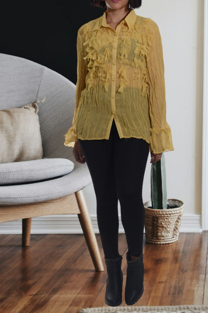 Mustard Front Ruffle Top - StylePhase SA