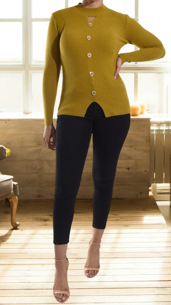 Mustard Peep Hole Top - StylePhase SA