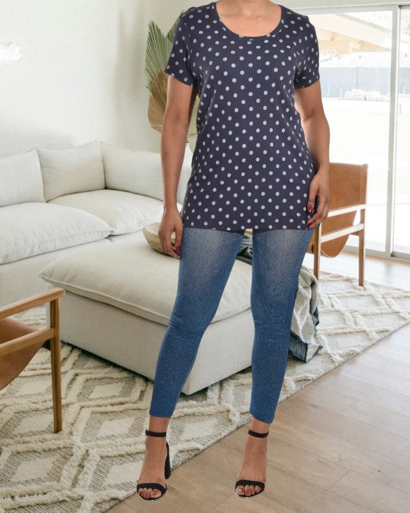 Navy And Blue Polka Dot Tee - StylePhase SA