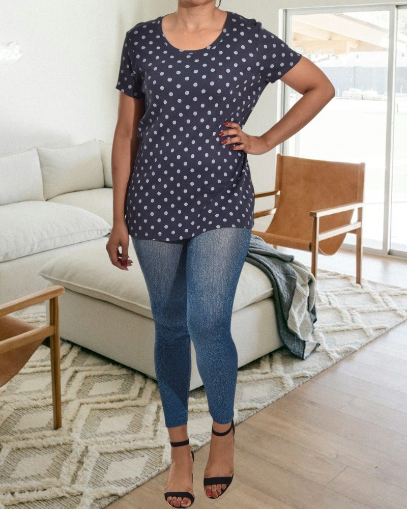 Navy And Blue Polka Dot Tee - StylePhase SA