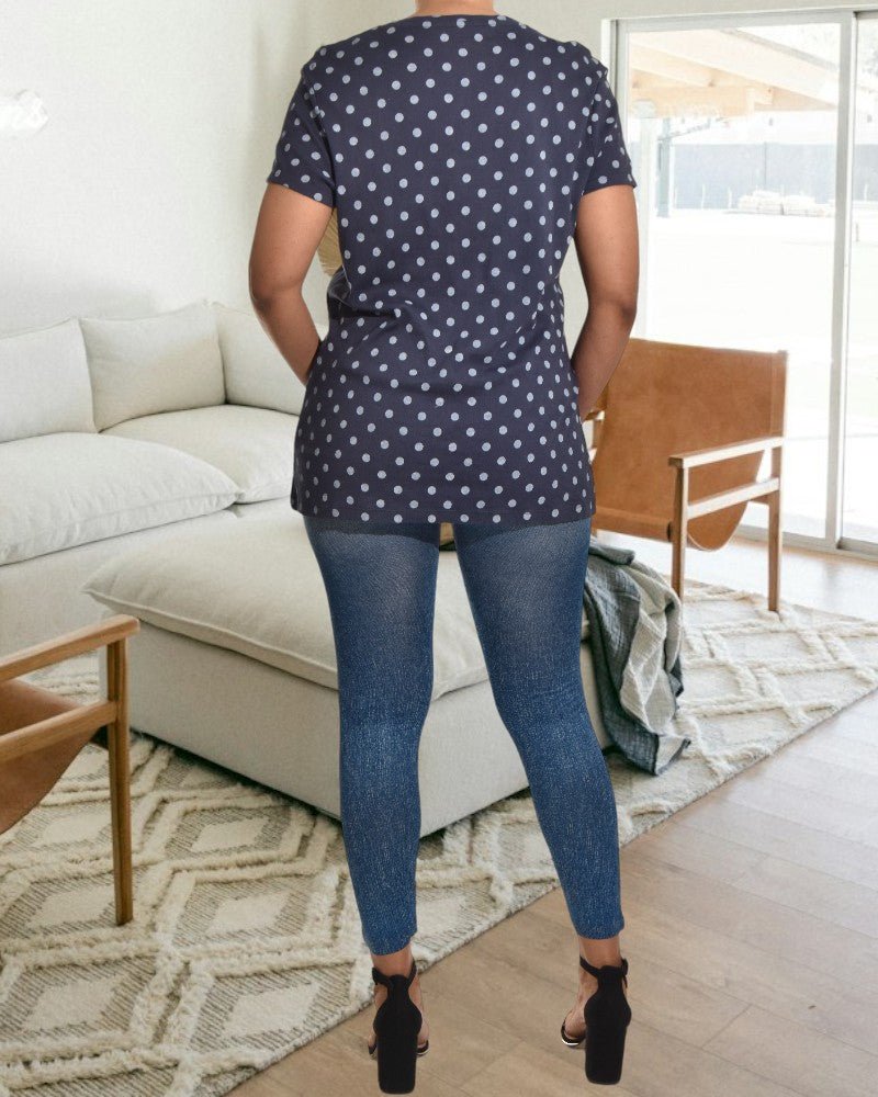 Navy And Blue Polka Dot Tee - StylePhase SA