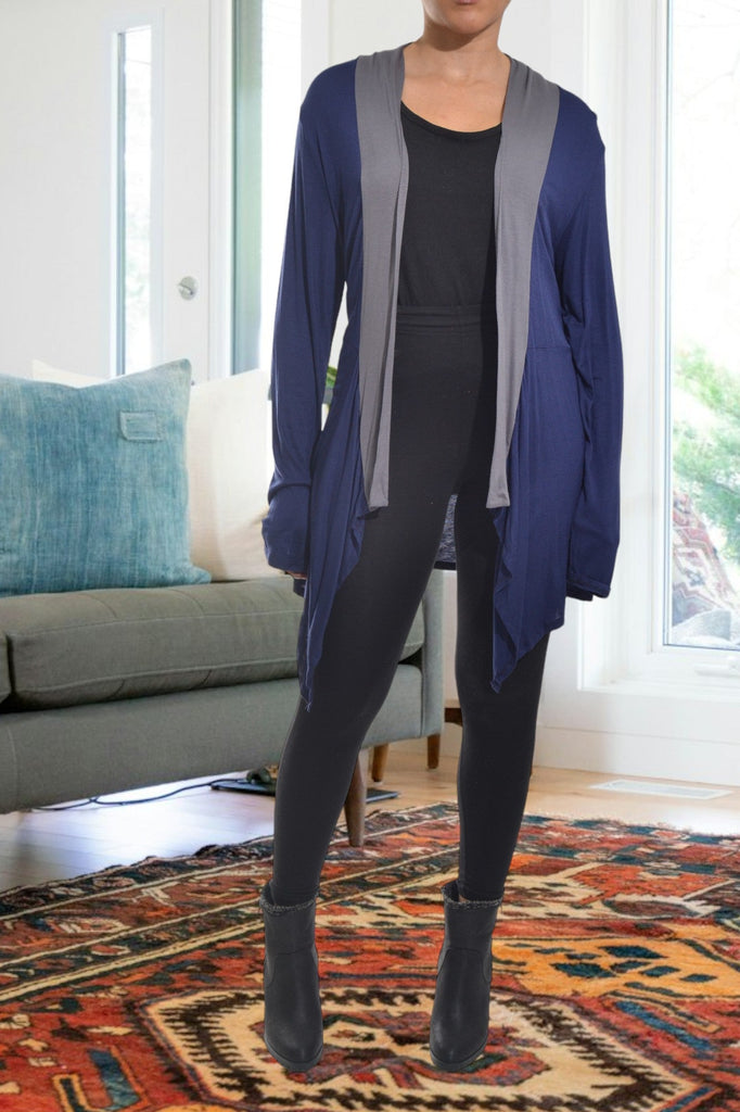 Navy And Grey Kimono - StylePhase SA