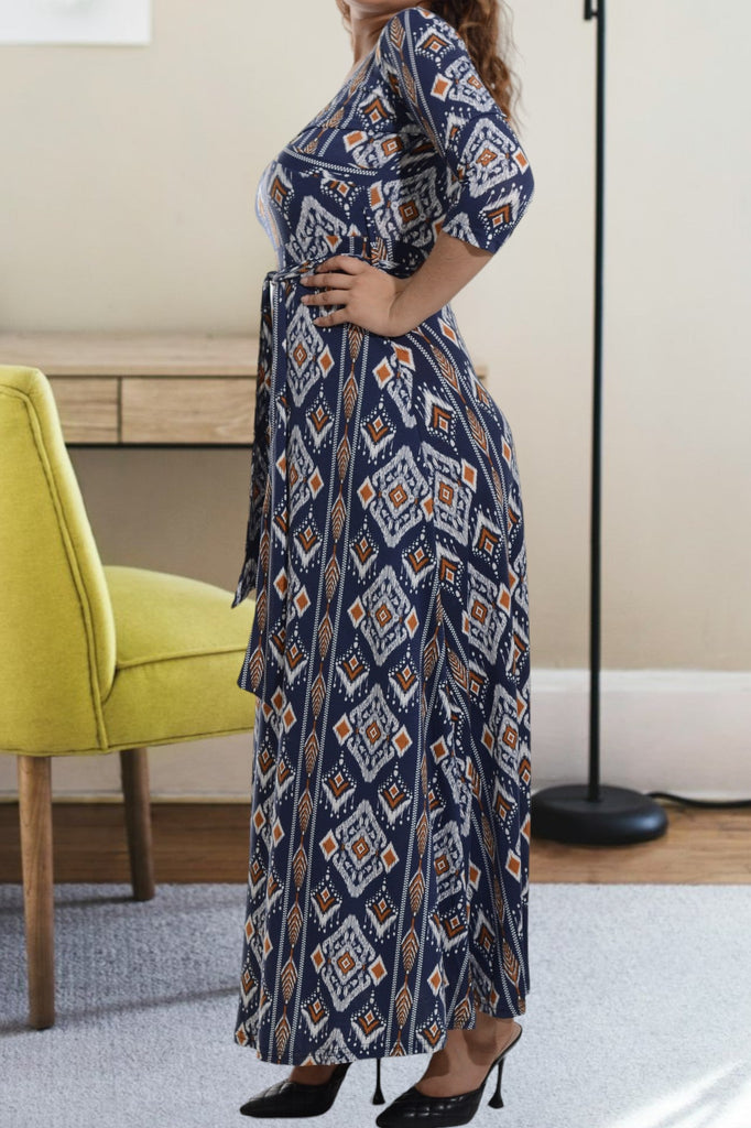 Navy And Orange Maxi Tie Dress - StylePhase SA