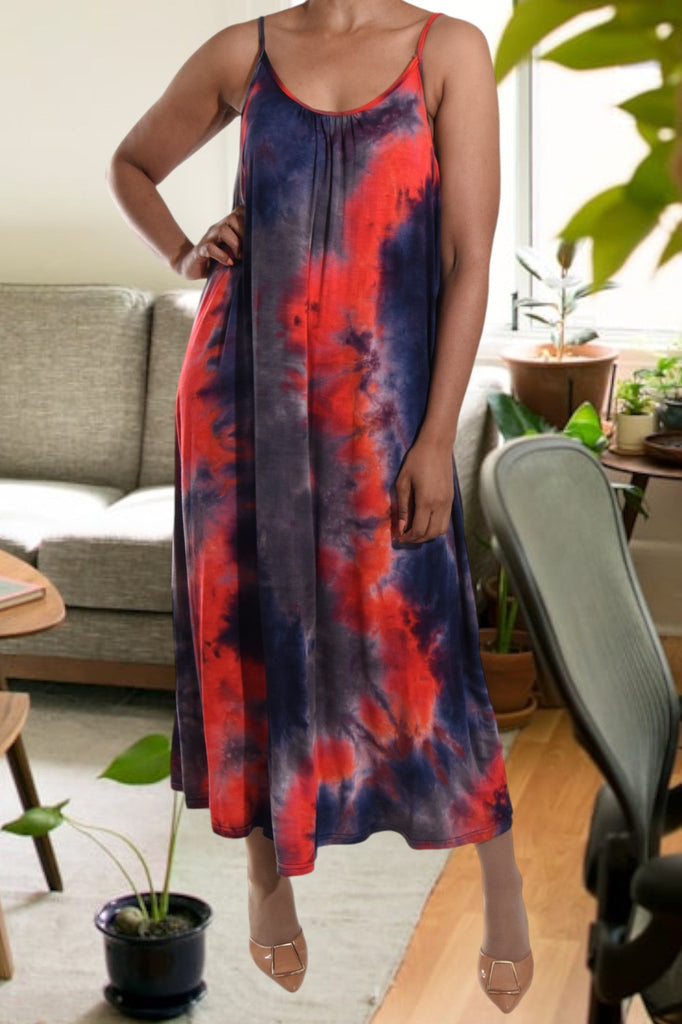 Navy And Red Maxi Dress - StylePhase SA