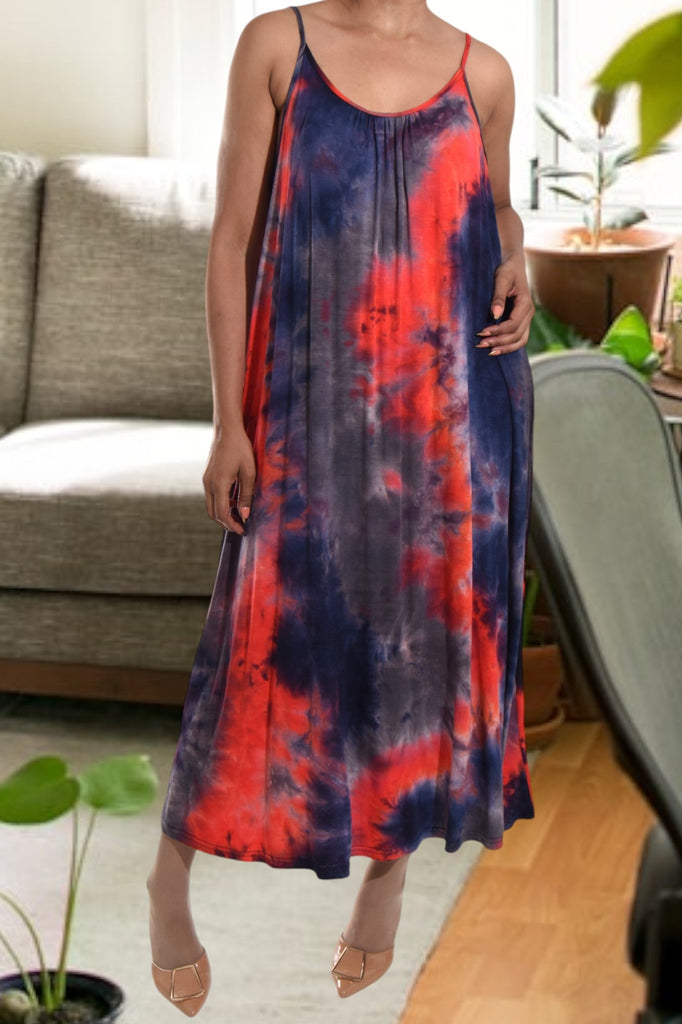 Navy And Red Maxi Dress - StylePhase SA