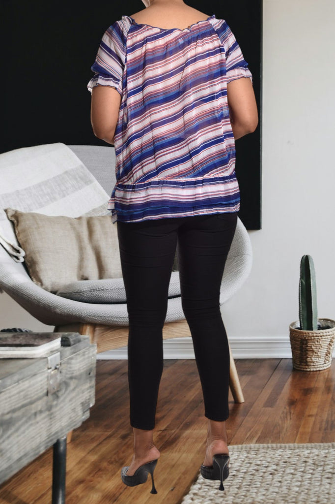 Navy And Red Printed Top - StylePhase SA