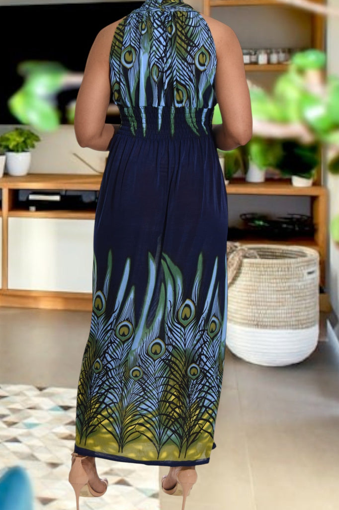 Navy and Royal V Neck Maxi Dress - StylePhase SA