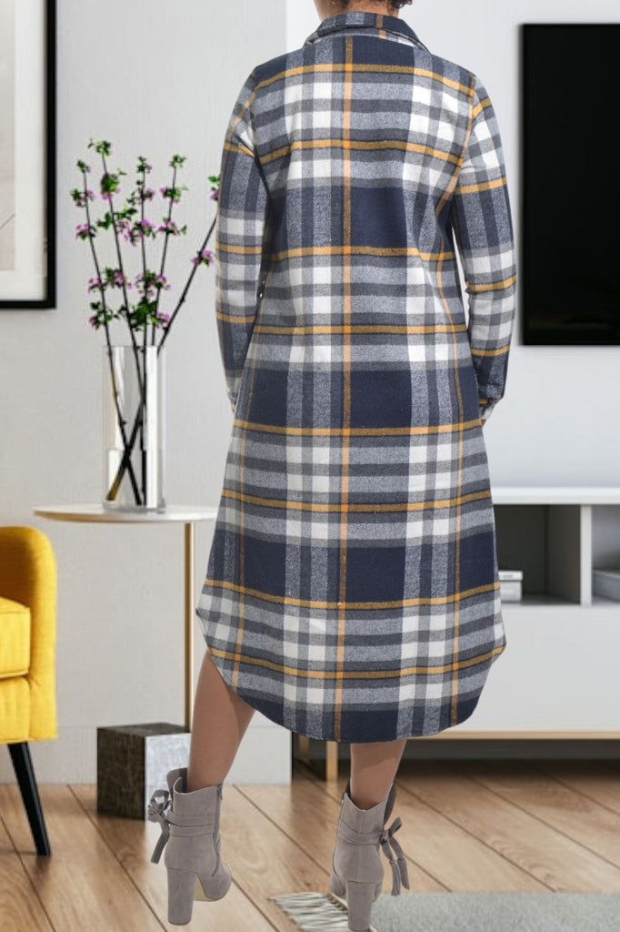 Navy And Yellow Check Dress - StylePhase SA