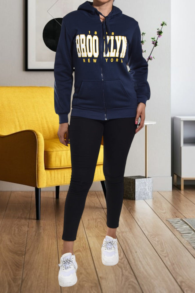 Navy Brooklyn Zip Up Hoody - StylePhase SA