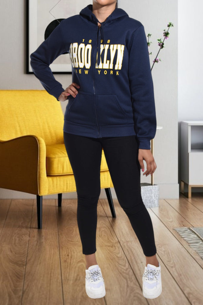 Navy Brooklyn Zip Up Hoody - StylePhase SA