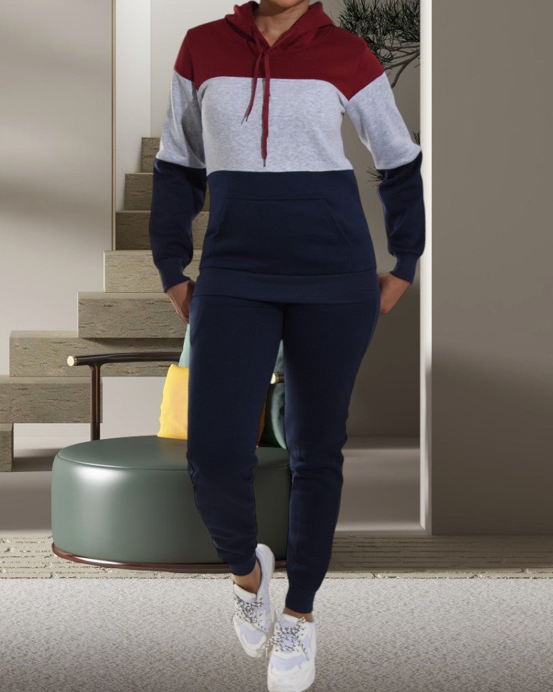 Navy Color Block Fleece Tracksuit - StylePhase SA