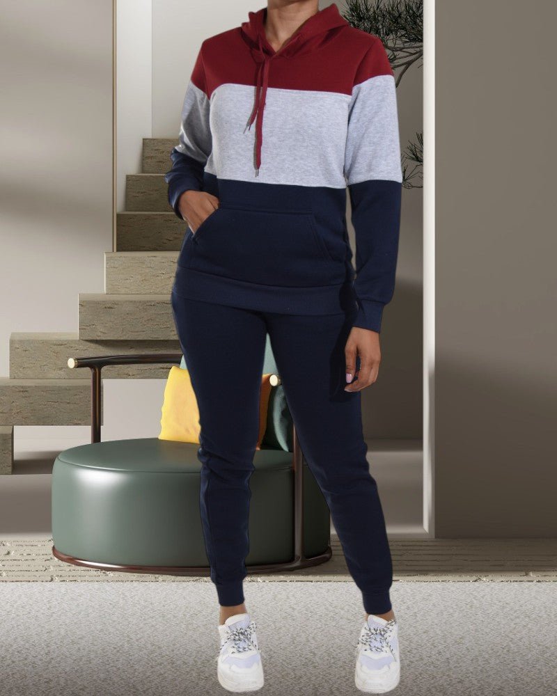 Navy Color Block Fleece Tracksuit - StylePhase SA